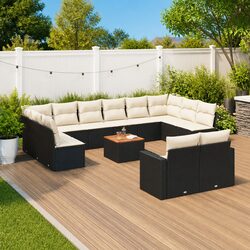 Quality Outdoor Sectional Sofa Set 13 Pieces in Black