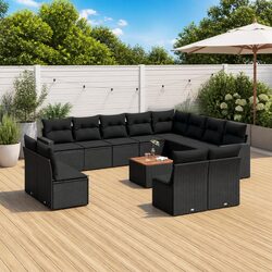 Durable 13-Piece Outdoor Sectional Sofa Set in Black