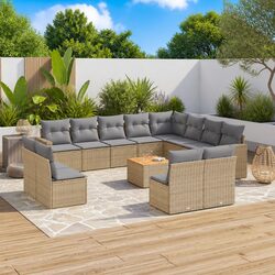 Premium 13 Piece Outdoor Sectional Sofa Set in Beige