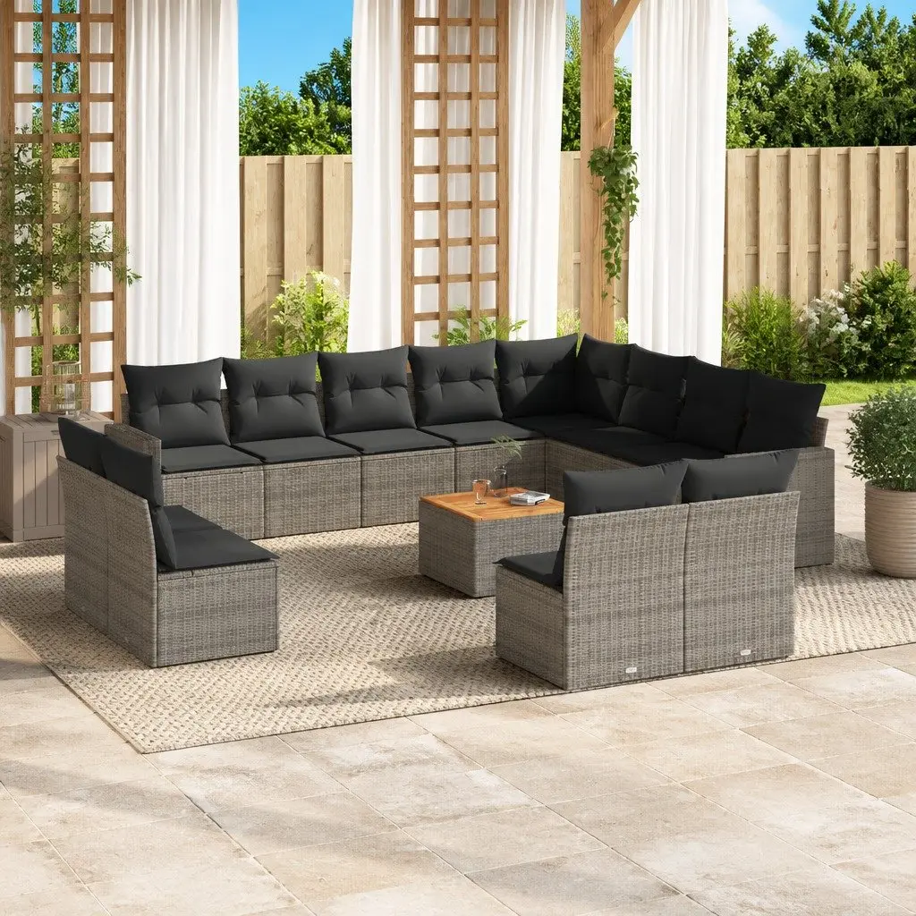13-Piece Grey Outdoor Sectional Sofa Set