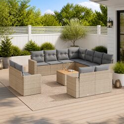 Premium 12-Piece Outdoor Sectional Sofa Set in Beige
