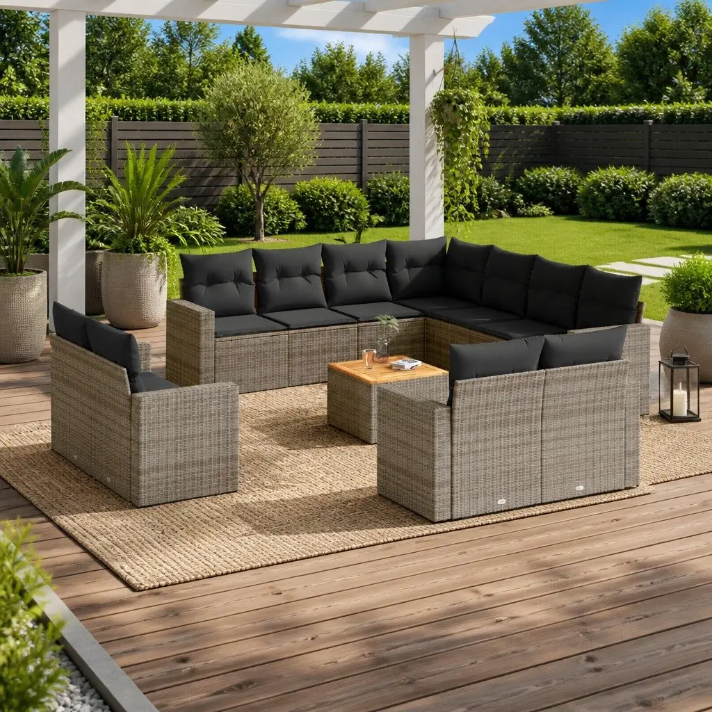 12 Piece Outdoor Sectional Sofa Set in Grey