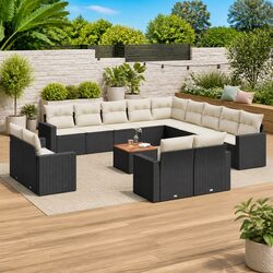 Premium Black Modular 14-Piece Outdoor Sectional Sofa Set
