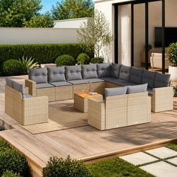 Premium 14-Piece Outdoor Sectional Sofa Set in Beige