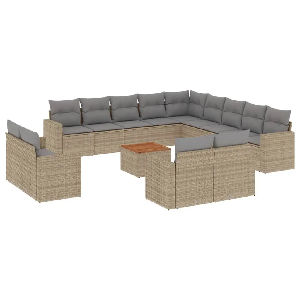 14-Piece Outdoor Sectional Sofa Set in Beige