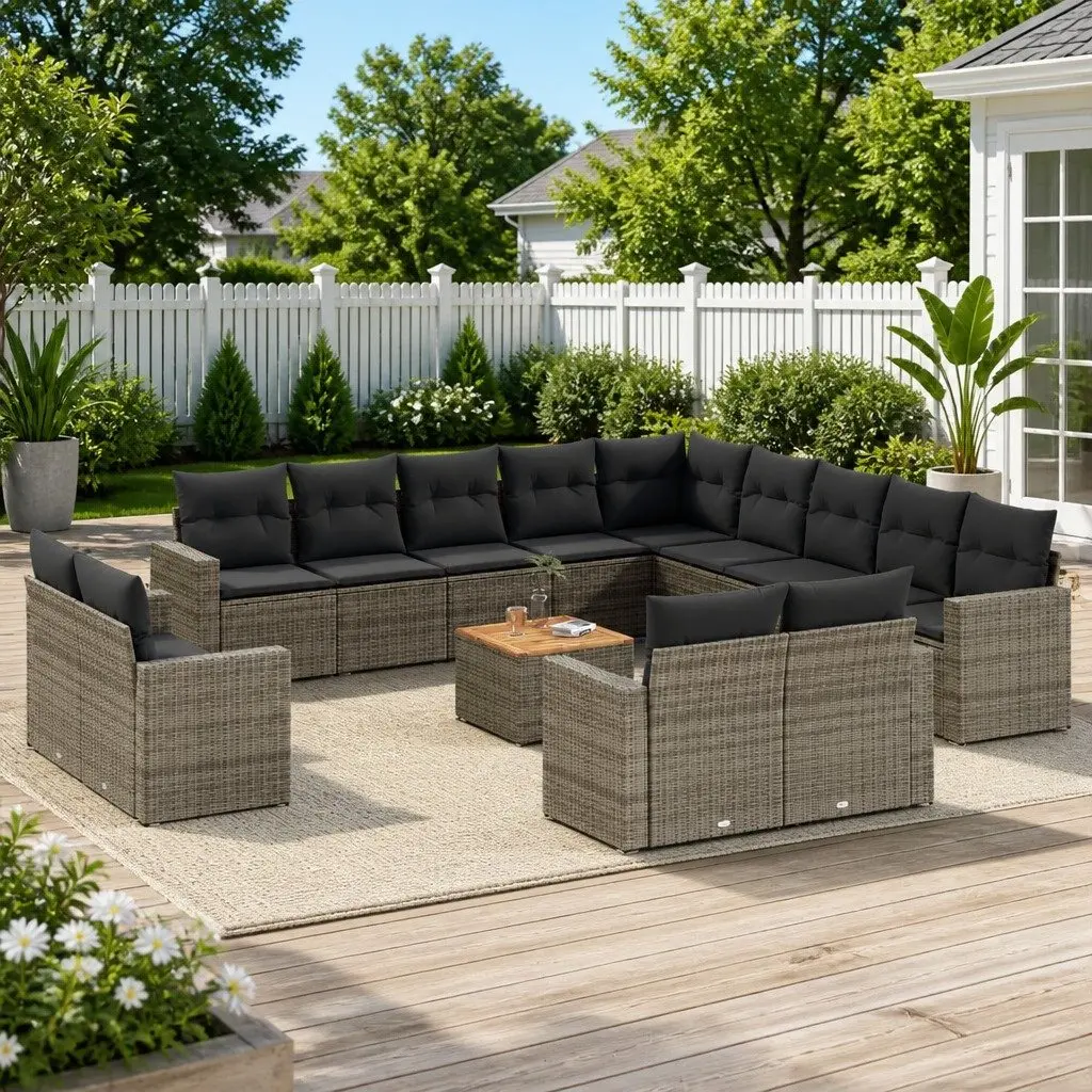 14-Piece Outdoor Sectional Sofa Set in Grey