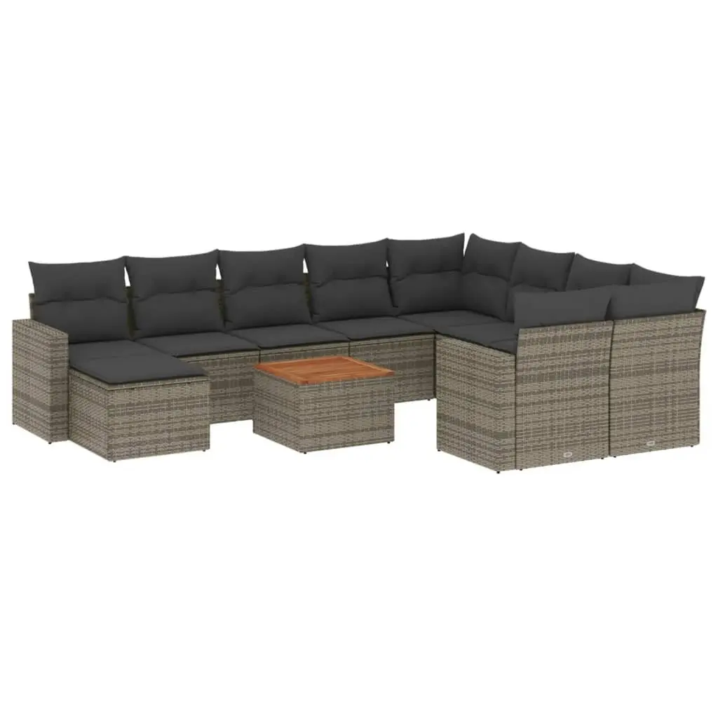 Outdoor Sectional Sofa Set PE Rattan 11 Piece Grey Modular Garden Furniture