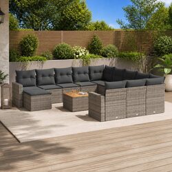Premium 13-Piece Grey Poly Rattan Sectional Sofa Set