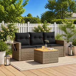 Durable 4-Piece Outdoor Sectional Sofa Set in Grey