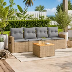 5-Piece Outdoor Sofa Set with Cushions and Side Table