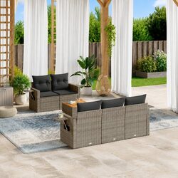 Stylish 6-Piece Modular Garden Sofa Set in Grey