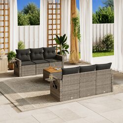Grey Poly Rattan 7 Piece Outdoor Sofa Set