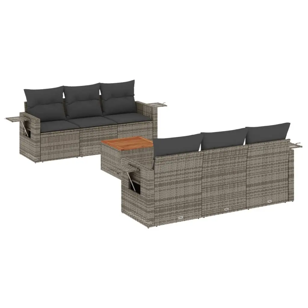 Grey Poly Rattan 7 Piece Outdoor Sofa Set