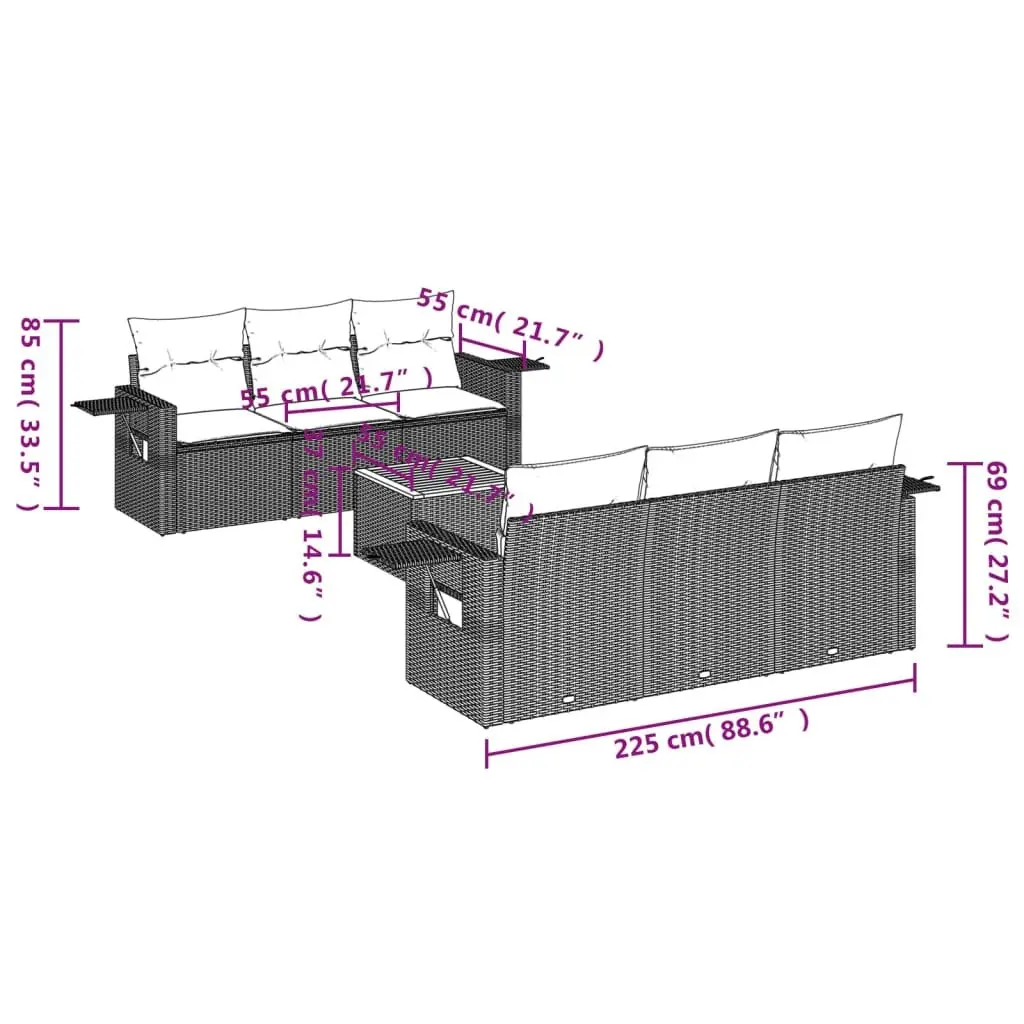 Grey Poly Rattan 7 Piece Outdoor Sofa Set