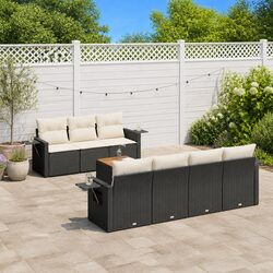 Black Poly Rattan 8 Piece Outdoor Garden Sofa Set