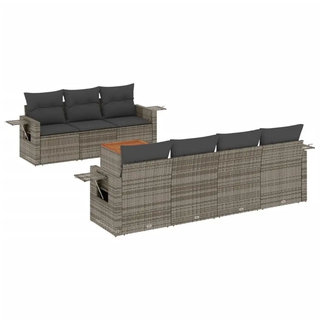 Outdoor Sectional Sofa Set Poly Rattan 8 Piece Grey