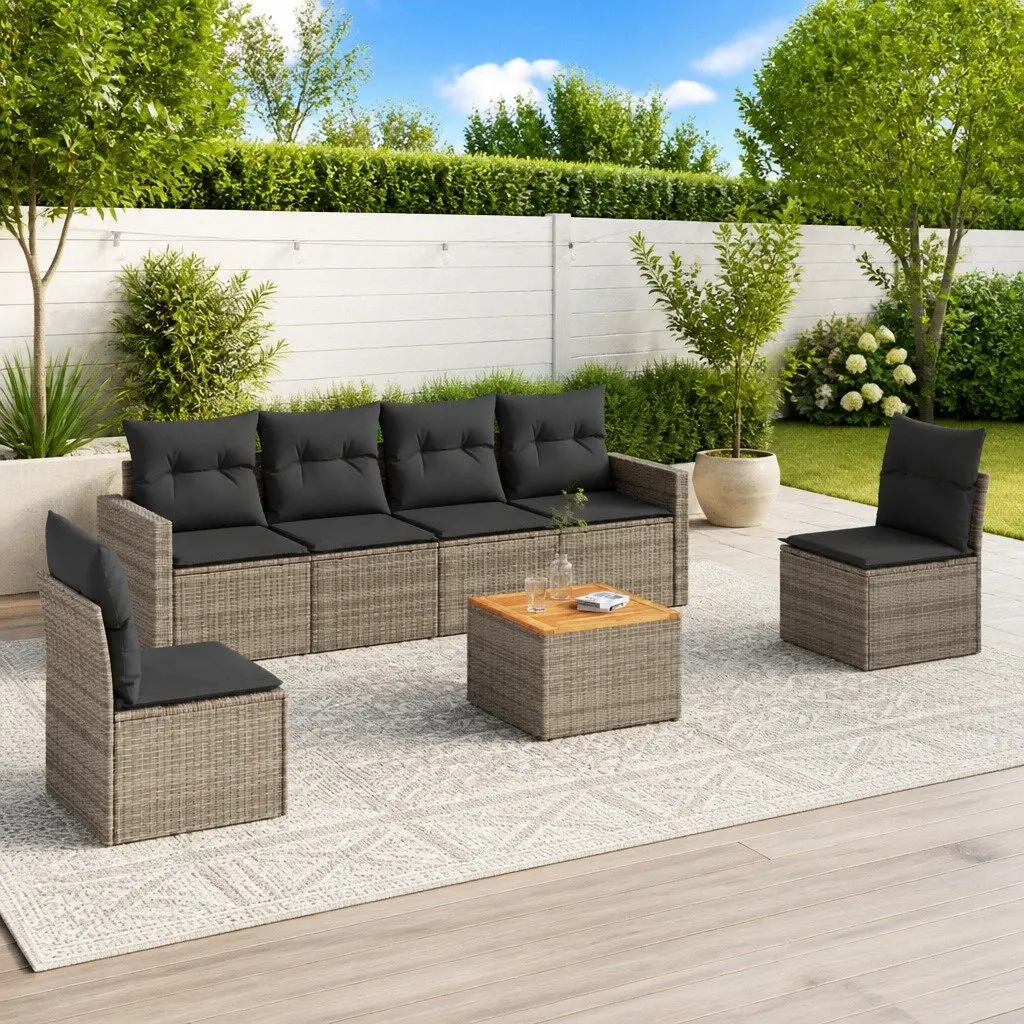 7 Piece Outdoor Sectional Sofa Set in Grey
