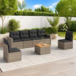 Sturdy 7 Piece Outdoor Sectional Sofa Set in Grey