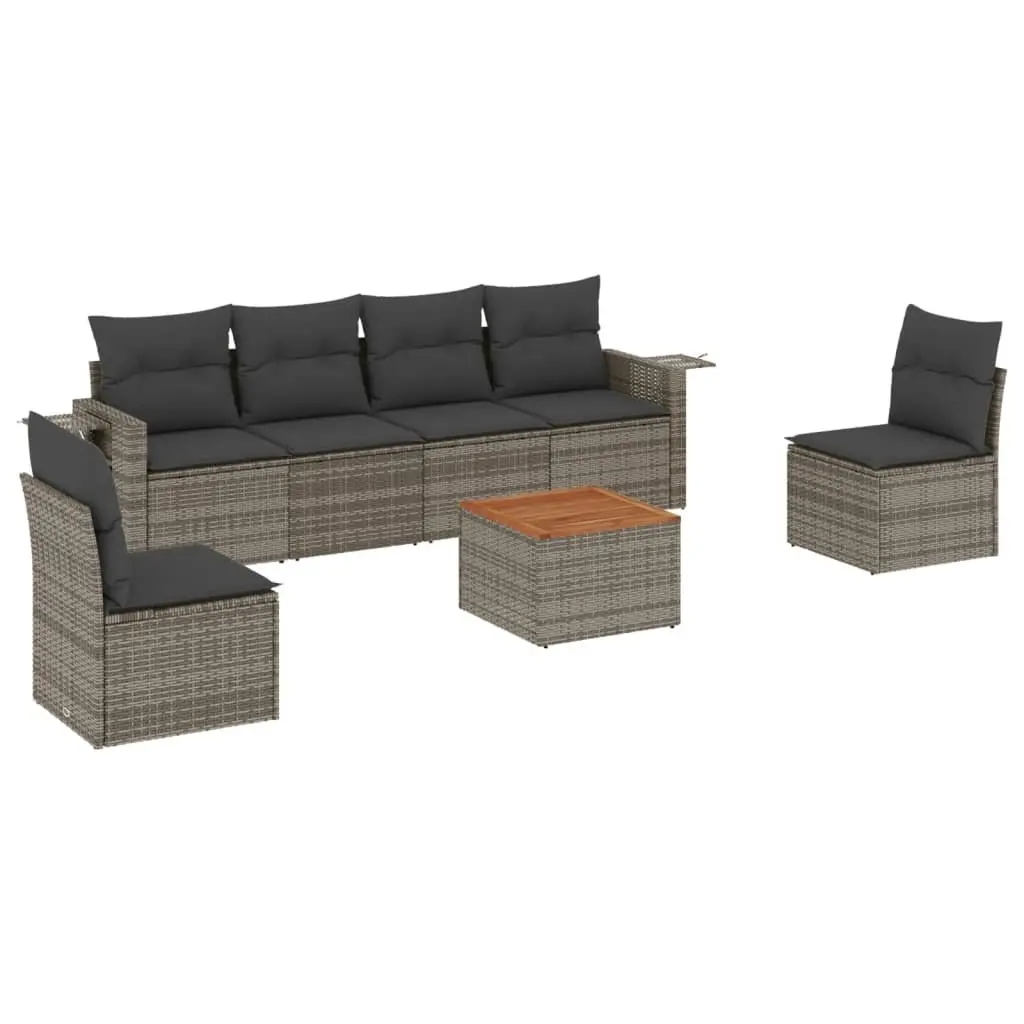 7 Piece Outdoor Sectional Sofa Set in Grey