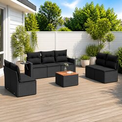 8-Piece Modular Outdoor Sectional Sofa Set in Black