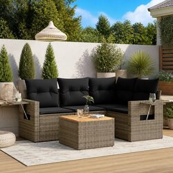 5-Piece Grey Modular Outdoor Sectional Sofa Set
