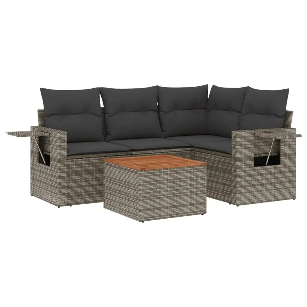 5-Piece Grey Modular Outdoor Sectional Sofa Set
