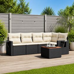 Premium 6-Piece Modular Outdoor Sofa Set in Black Rattan