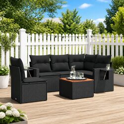 6-Piece Modular Outdoor Sectional Sofa Set - Black