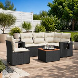 Premium 6-Piece Outdoor Sectional Sofa Set in Black