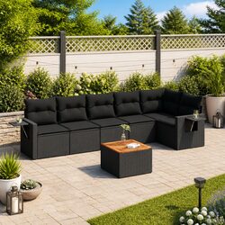 7 Piece Modular Outdoor Sectional Sofa Set - Black