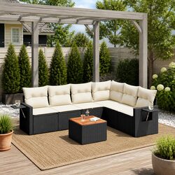 Durable 7 Piece Modular Outdoor Sofa Set in Black