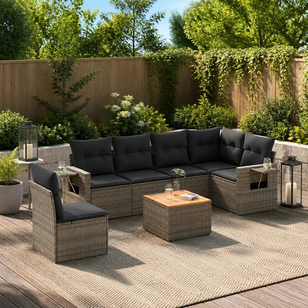 7 Piece Grey Outdoor Garden Sofa Set