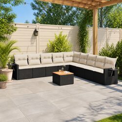 Outdoor Sectional Sofa Set 4 Piece Brown Poly Rattan Garden Patio Furniture with Cushions