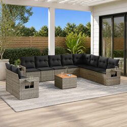 Premium 11 Piece Grey Rattan Outdoor Sofa Set