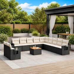 12-Piece Black PE Rattan Outdoor Sectional Sofa Set