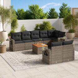 Premium 9-Piece Grey Poly Rattan Garden Sofa Set
