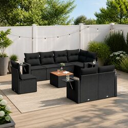 Premium 9-Piece Modular Outdoor Sofa Set in Black