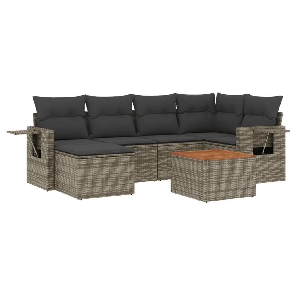 7-Piece Garden Sofa Set with Grey Cushions