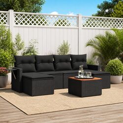 Black 7 Piece Modular Outdoor Sofa Set with Cushions