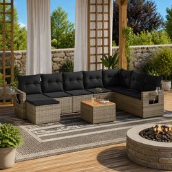 Durable 9 Piece Outdoor Sectional Sofa Set in Grey