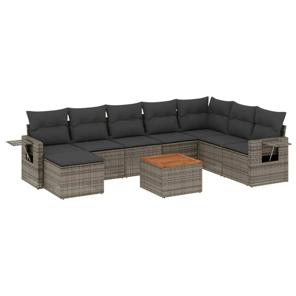 9 Piece Outdoor Sectional Sofa Set in Grey