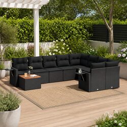 10-Piece Modular Outdoor Sectional Sofa Set in Black