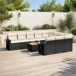 Premium Outdoor Sectional Sofa Set 11 Piece Black Rattan