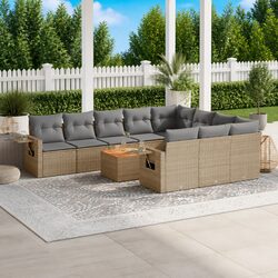 Beige 11-Piece Modular Outdoor Sectional Sofa Set