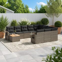 11-Piece Modular Outdoor Sectional Sofa Set in Grey