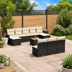 Premium 11-Piece Outdoor Sectional Sofa Set in Black