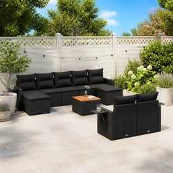 Premium Modular 10 Piece Black Rattan Garden Sofa Set