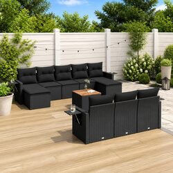 Premium 11 Piece Black Outdoor Sectional Sofa Set