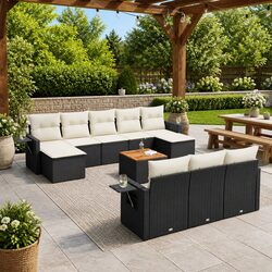 Premium 11-Piece Outdoor Sectional Sofa Set in Black Rattan