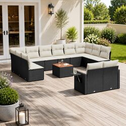 Premium 13-Piece Outdoor Sectional Sofa Set in Black